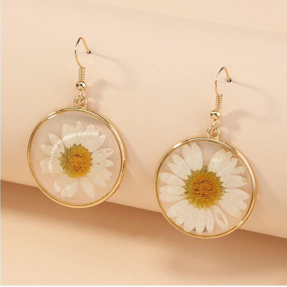 Natural chamomile earrings - Picture 1 of 6